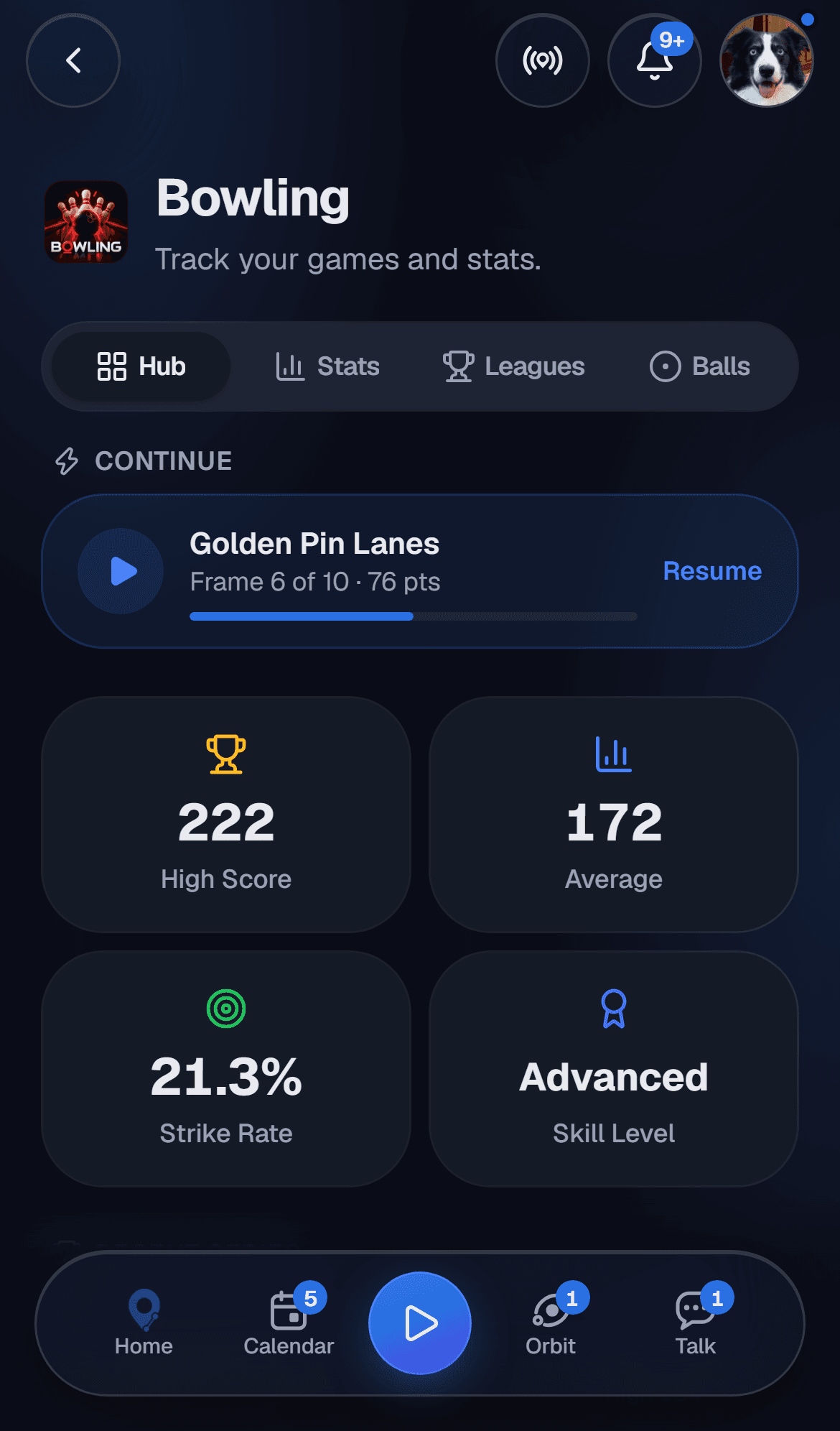 The bowling hub: your average, high game, strike rate, and recent series at a glance