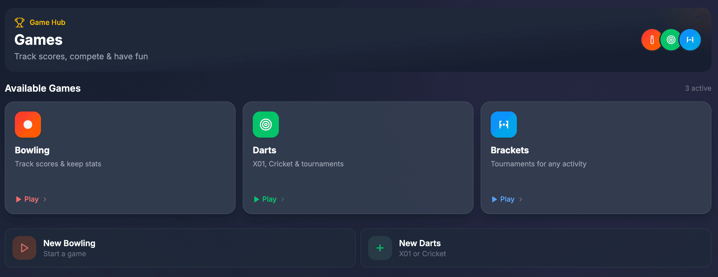 Joinue Games - bowling scoring, darts, and tournament brackets