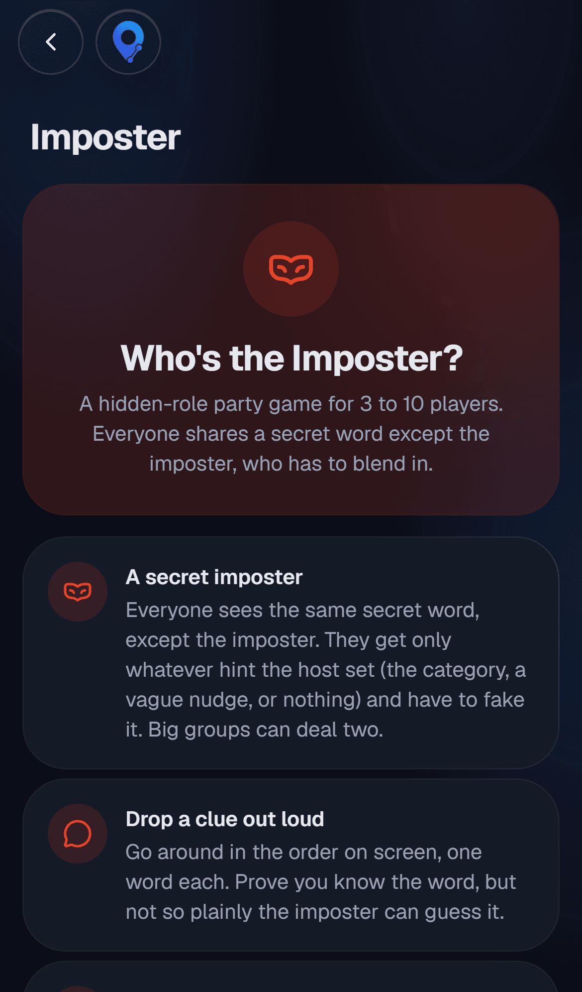 The Imposter party game, explained: one secret imposter, drop a clue, find the faker