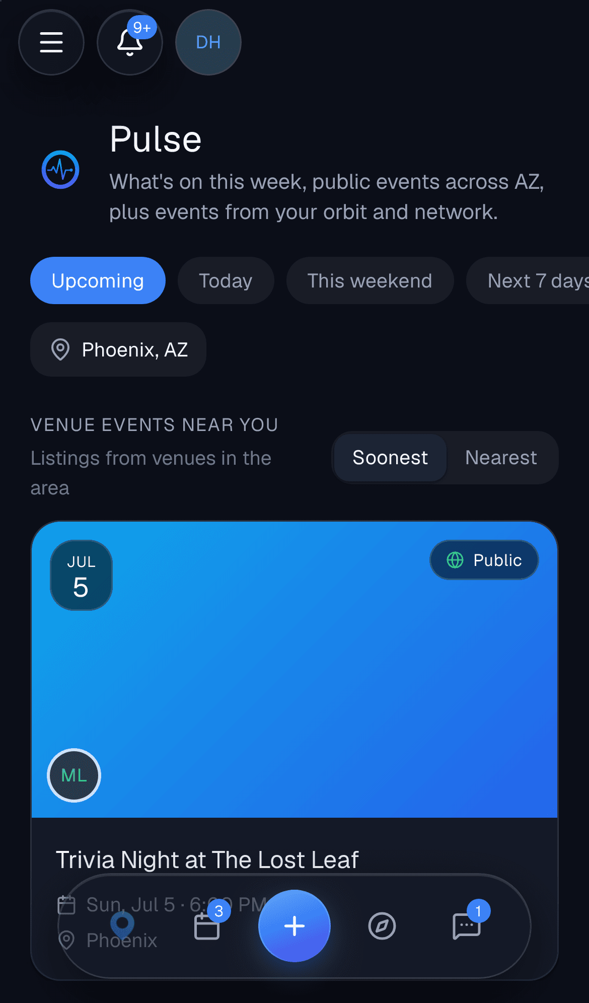 A feed of what is on nearby this week