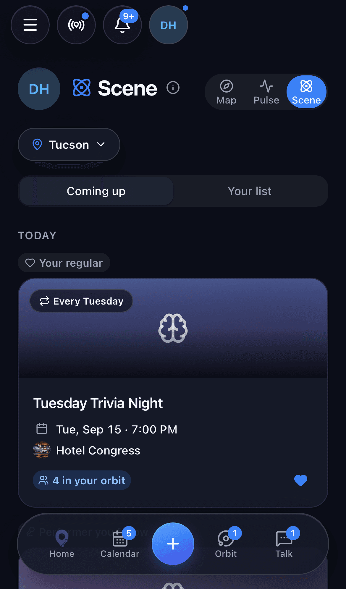 Saved venues, followed performers and your clusters in one digest