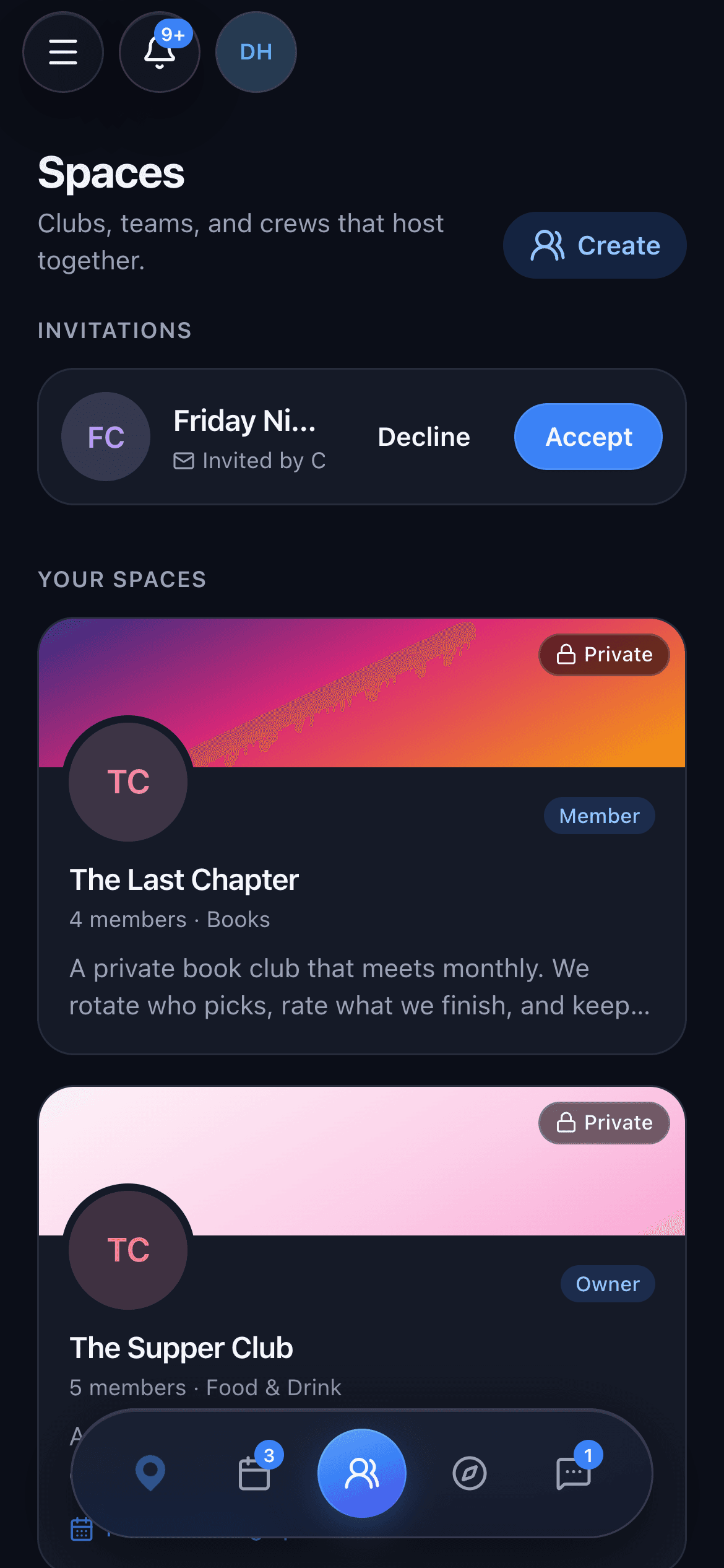 The Spaces directory: your groups, and ones to discover nearby