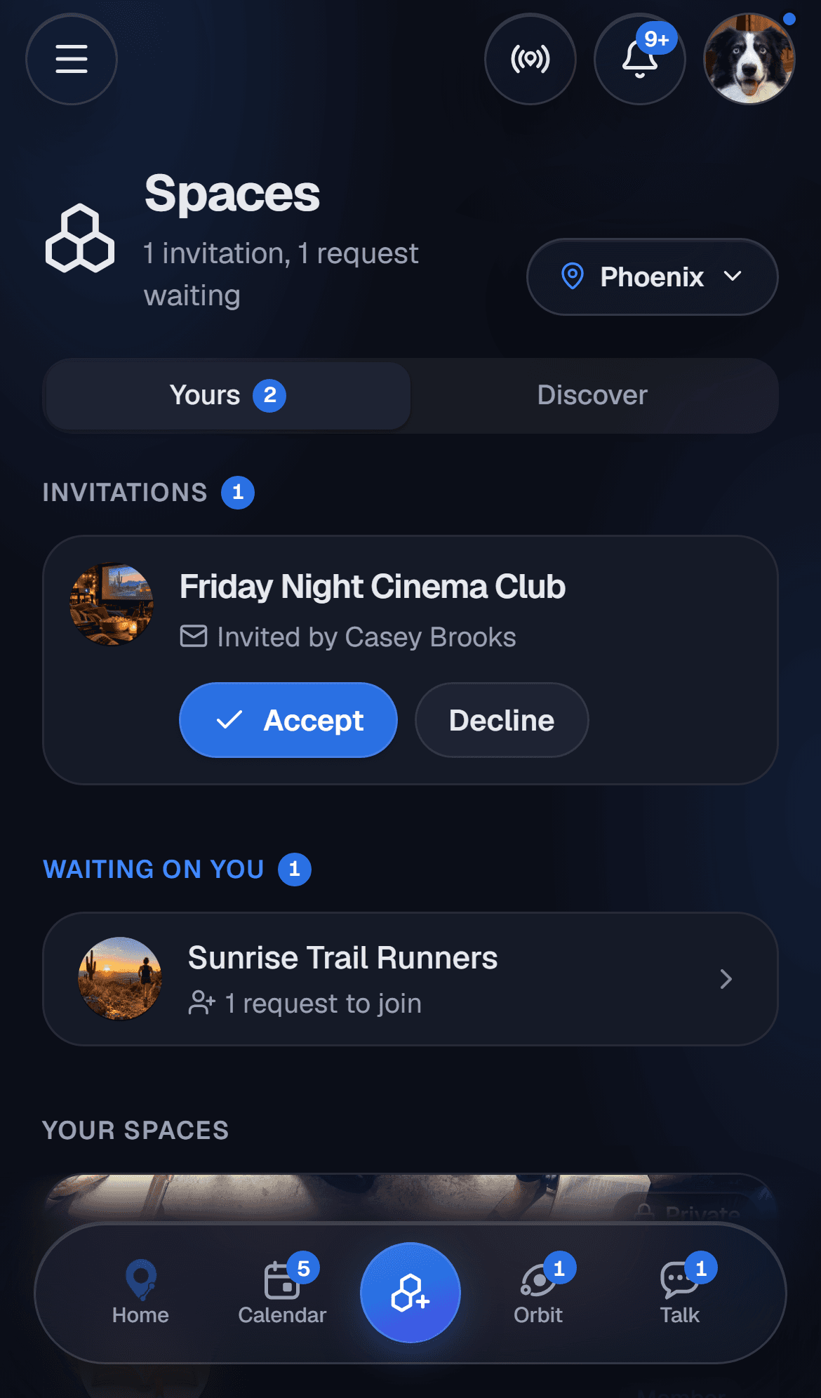 Spaces on a phone