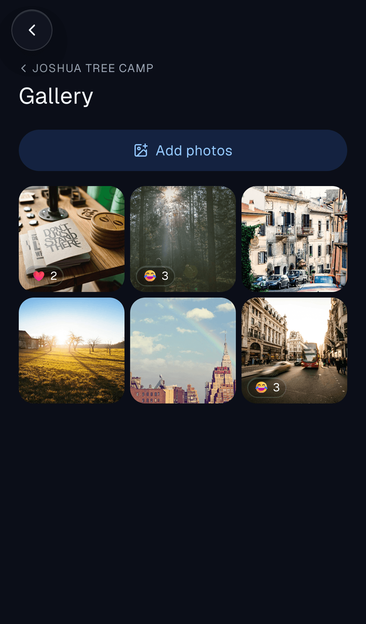 A shared trip photo gallery