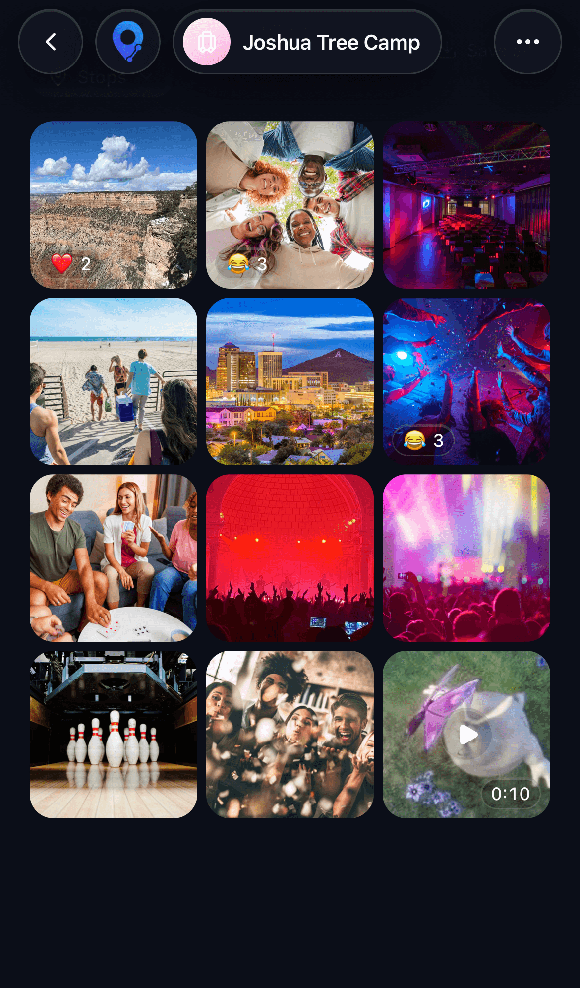 A trip's shared photo gallery